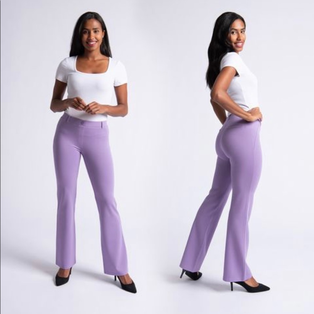 Betabrand Dress Pant Yoga Pants Straight Leg Classic - Purple XSP
